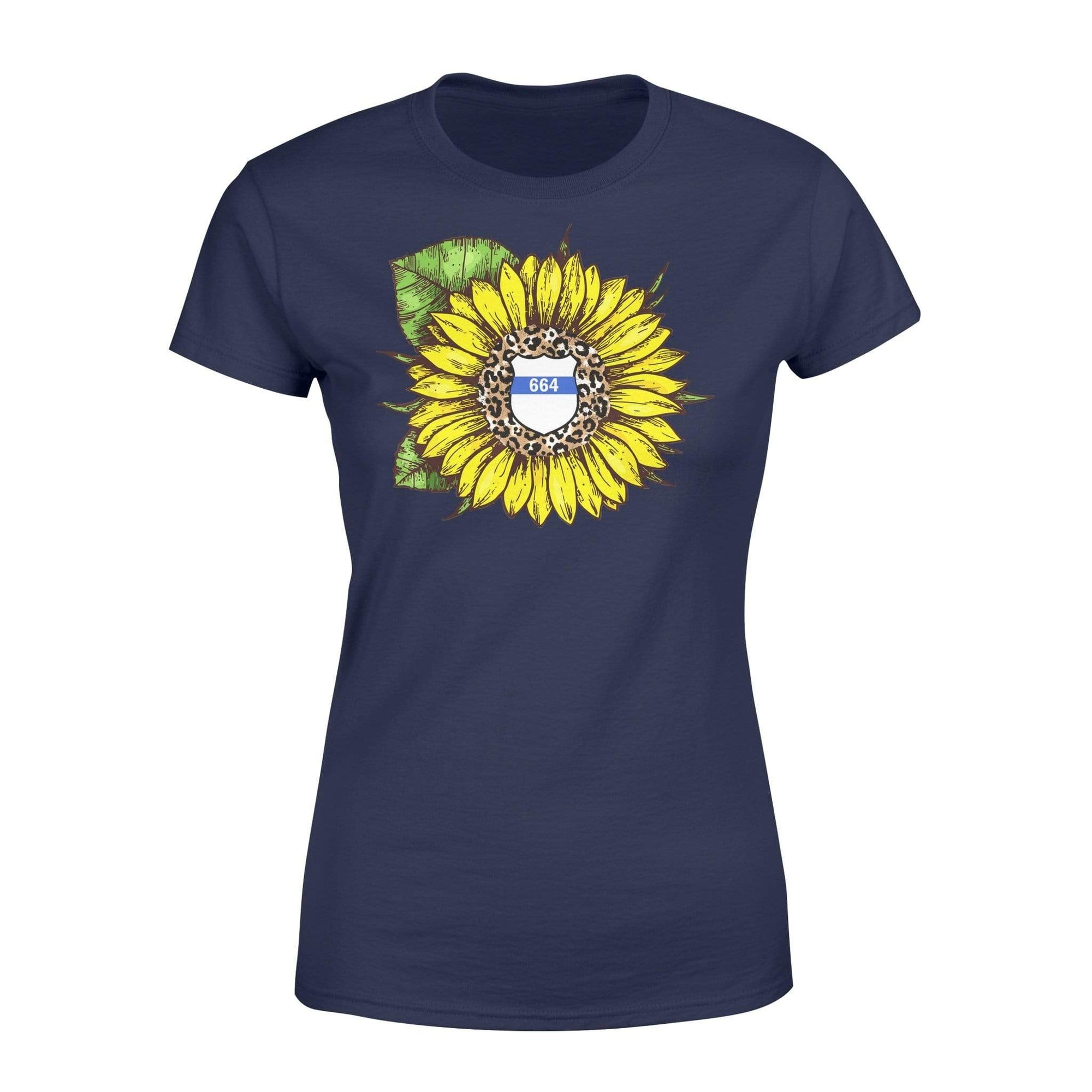 Apparel XS / Navy Personalized Shirt - Leopard Sunflower Police Badge - Standard Women's T-shirt - DSAPP