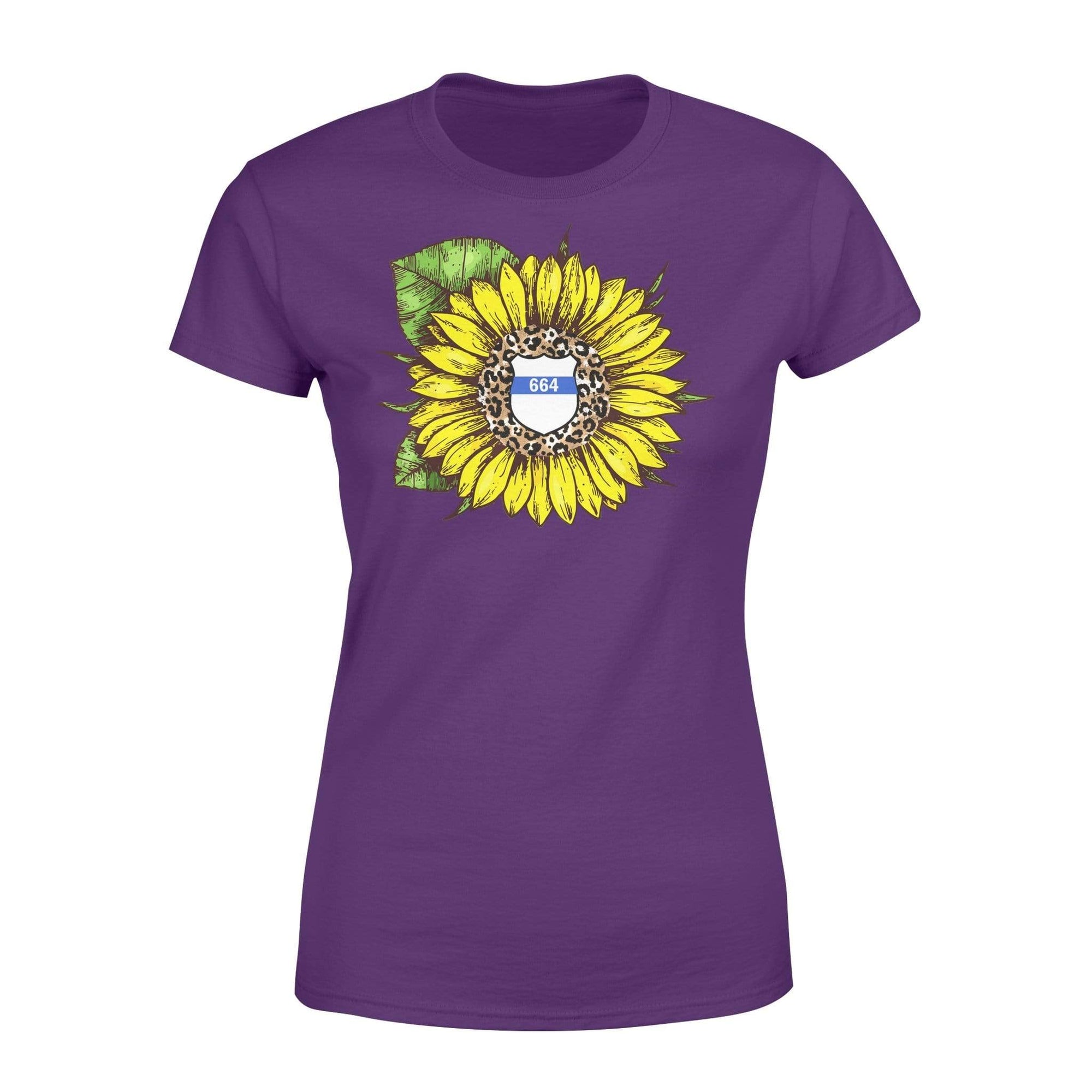 Apparel XS / Purple Personalized Shirt - Leopard Sunflower Police Badge - Standard Women's T-shirt - DSAPP