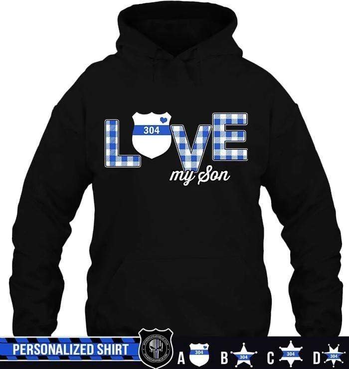 Apparel S / Black Personalized Shirt - Love Checkered Pattern Police Badge - DSAPP