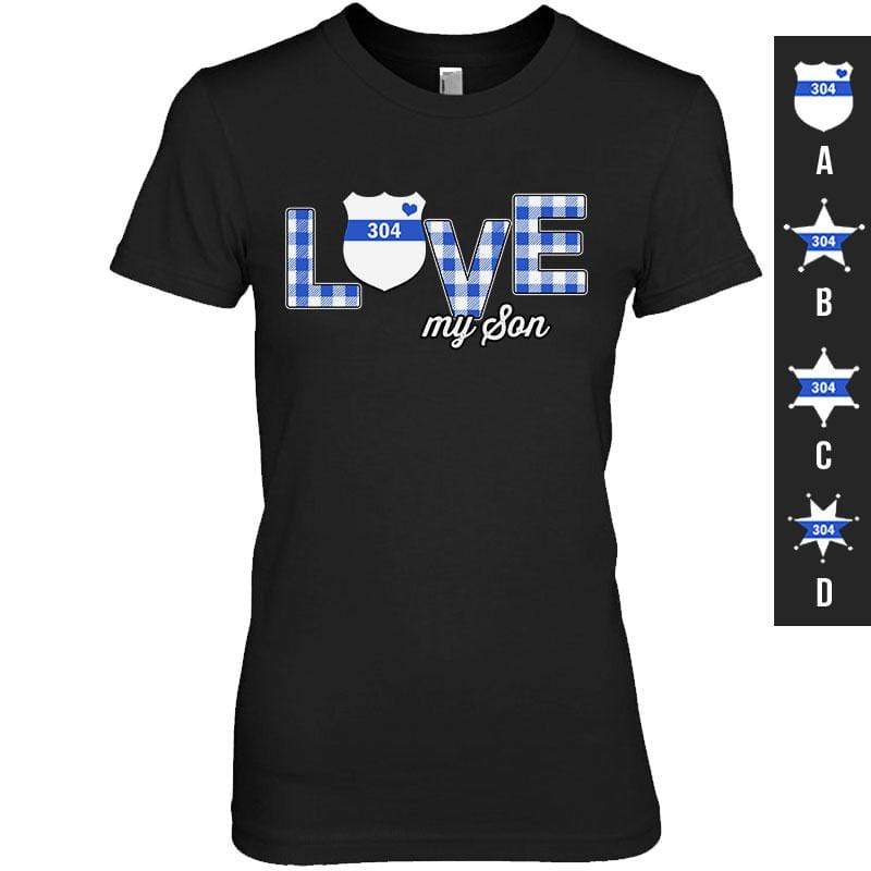 Love Checkered Pattern Police Badge Personalized Women T-Shirt