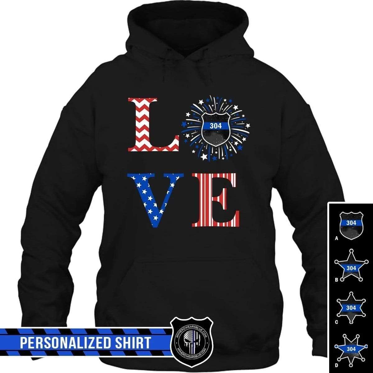 Apparel S / Black Personalized Shirt - Love Firework - Police - DSAPP