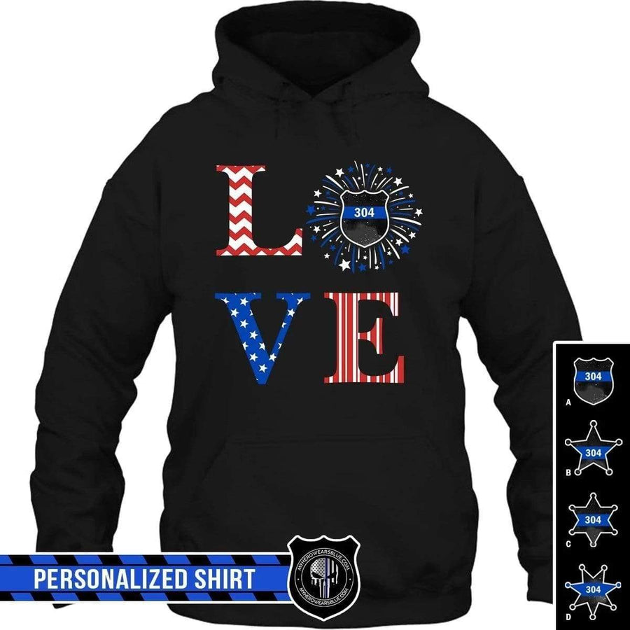 Apparel S / Black Personalized Shirt - Love Firework - Police - DSAPP