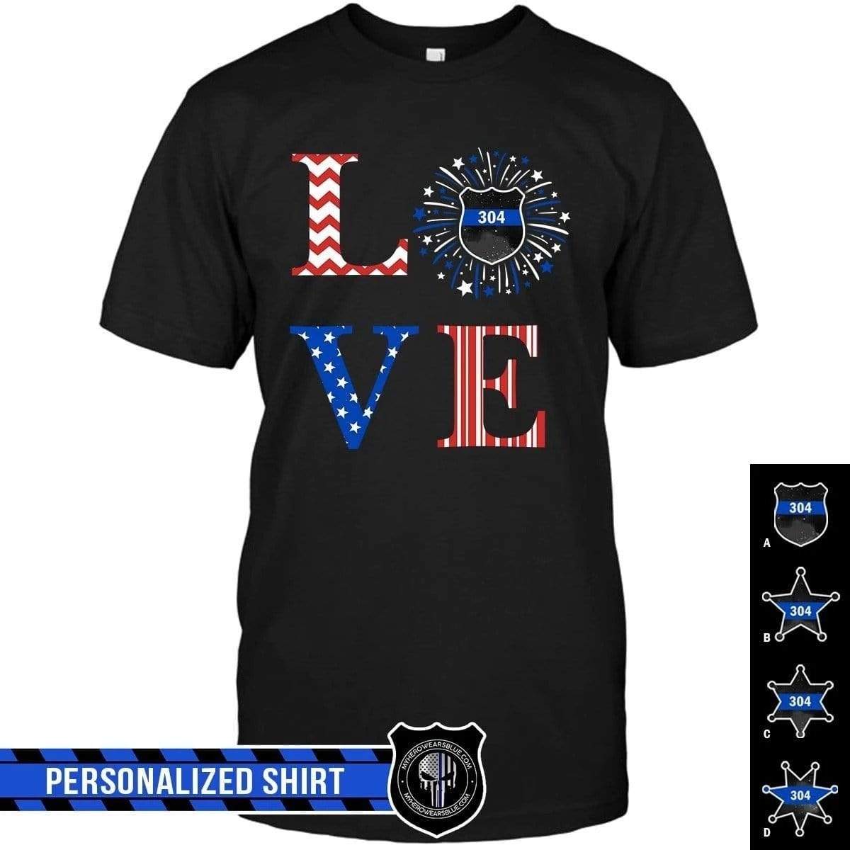 Apparel S / Black Personalized Shirt - Love Firework - Police - DSAPP