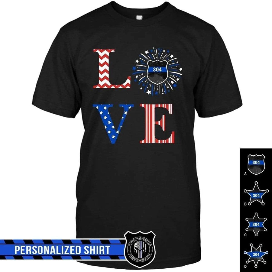 Apparel S / Black Personalized Shirt - Love Firework - Police - DSAPP