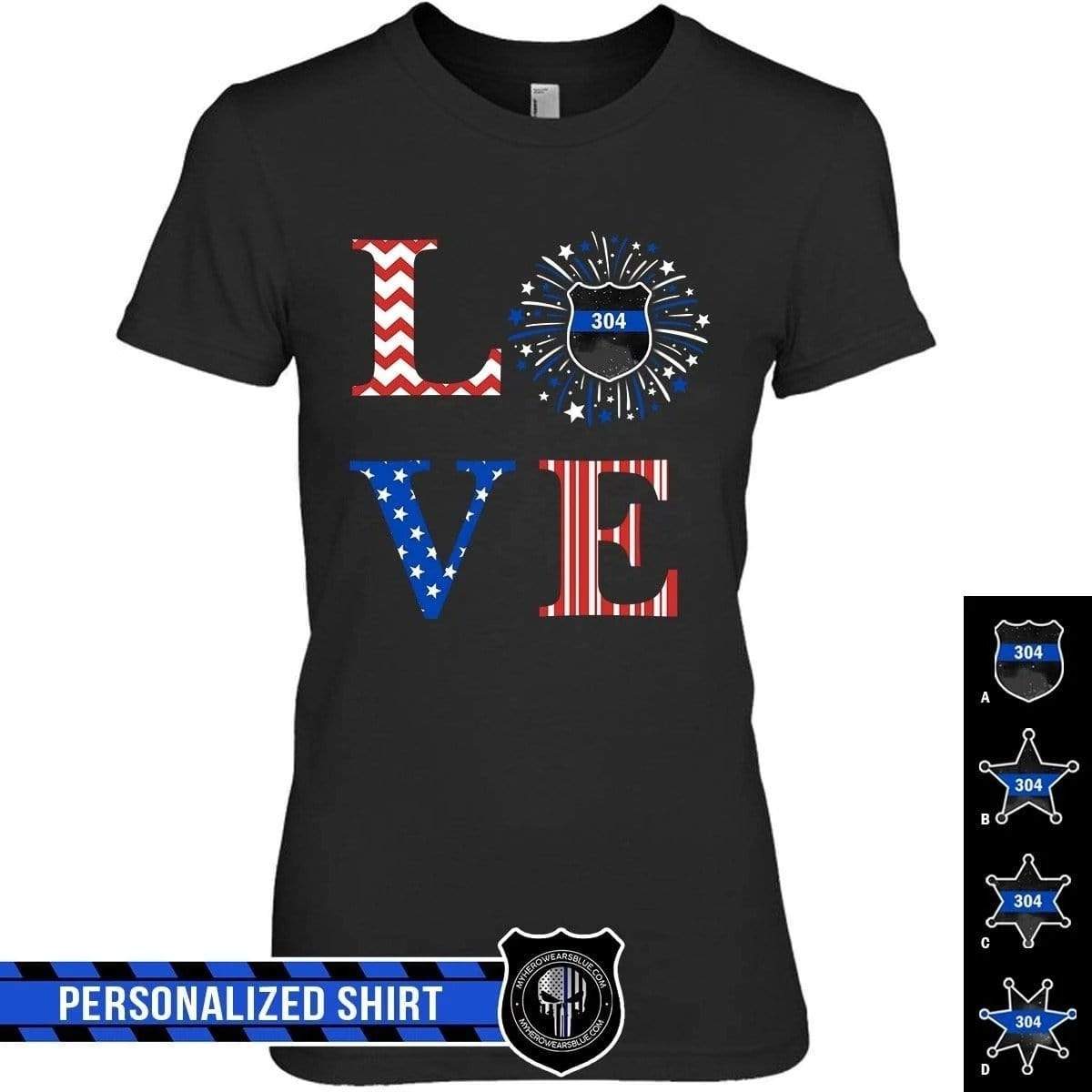 Apparel XS / Black Personalized Shirt - Love Firework - Police - DSAPP