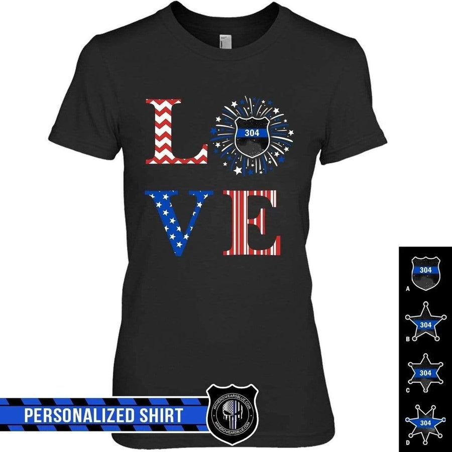 Apparel XS / Black Personalized Shirt - Love Firework - Police - DSAPP