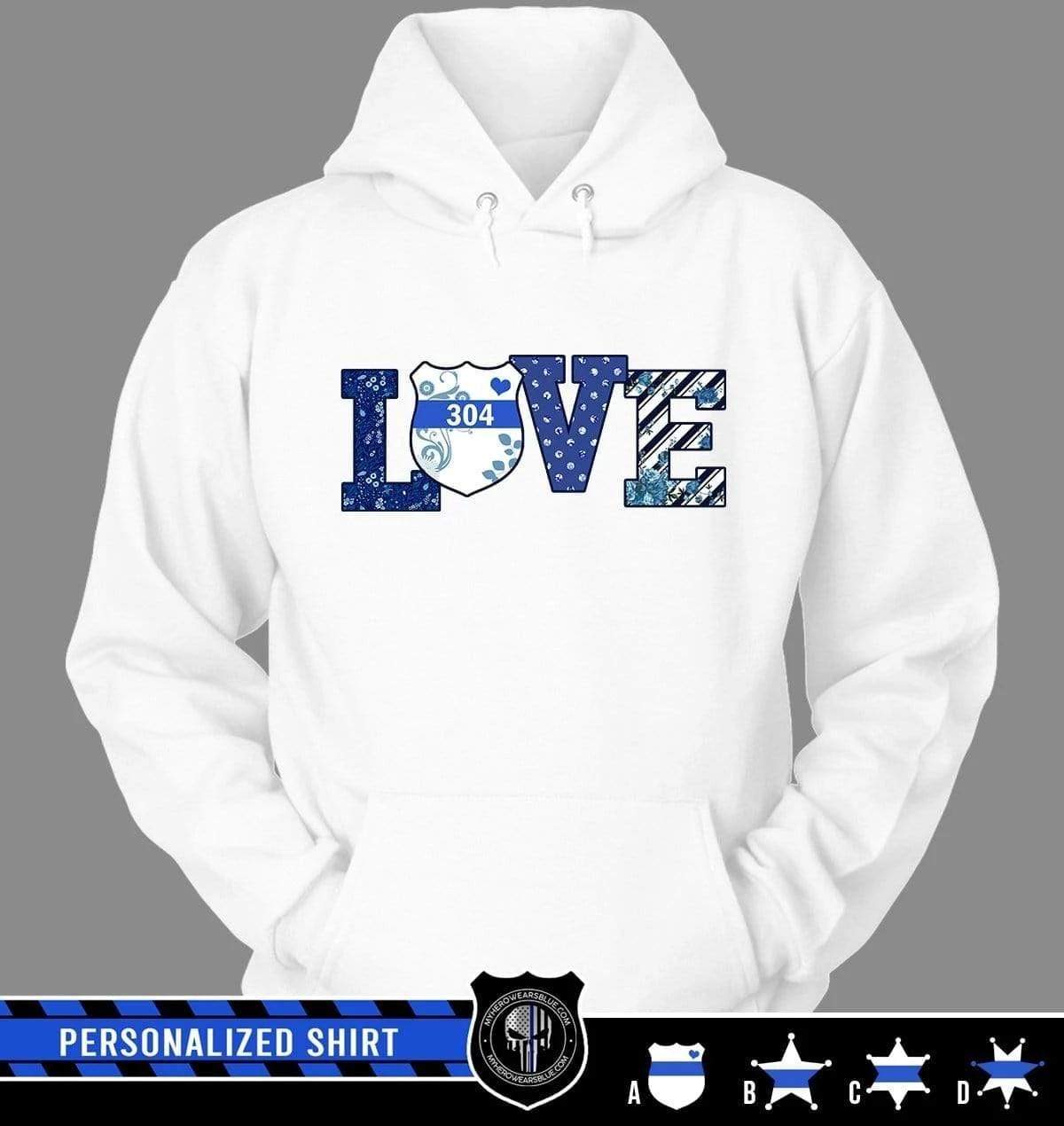 Apparel S / White Personalized Shirt - Love My Hero Floral Pattern - Police - DSAPP