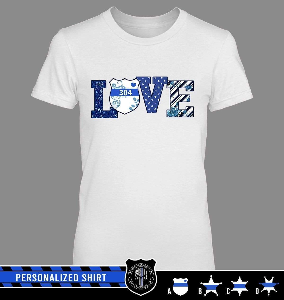 Apparel XS / White Personalized Shirt - Love My Hero Floral Pattern - Police - DSAPP