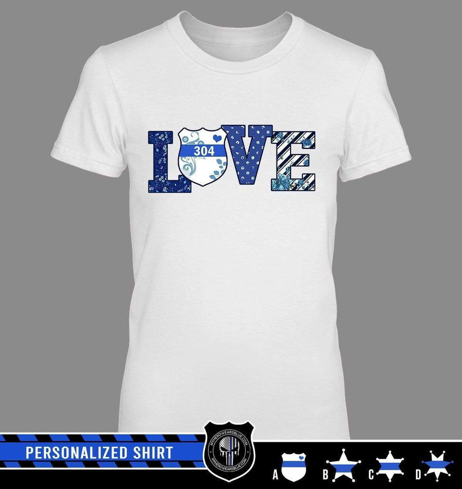 Apparel XS / White Personalized Shirt - Love My Hero Floral Pattern - Police - DSAPP