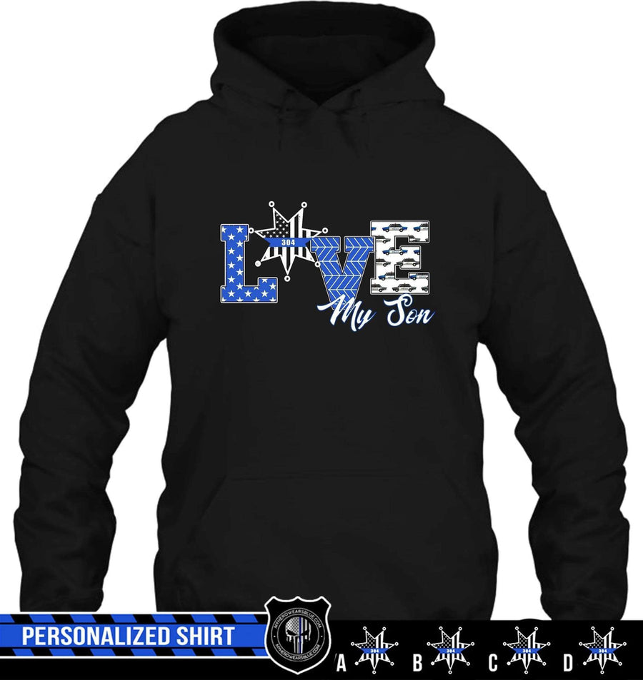 Apparel S / Black Personalized Shirt - Love My Team - Police Pattern - DSAPP