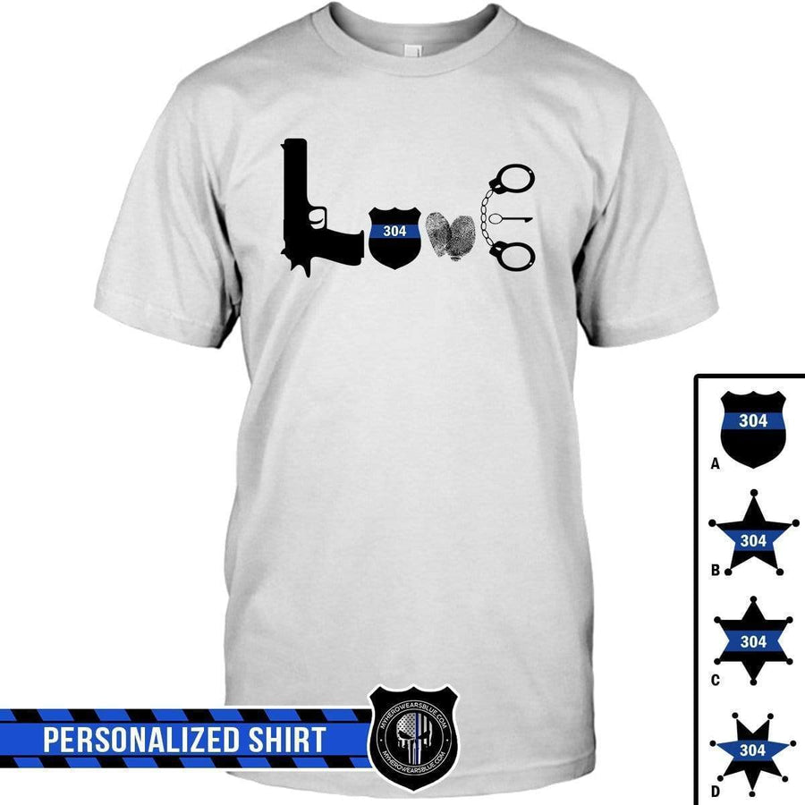 Apparel S / White Personalized Shirt - Love Things - Finger Print - Police - DSAPP