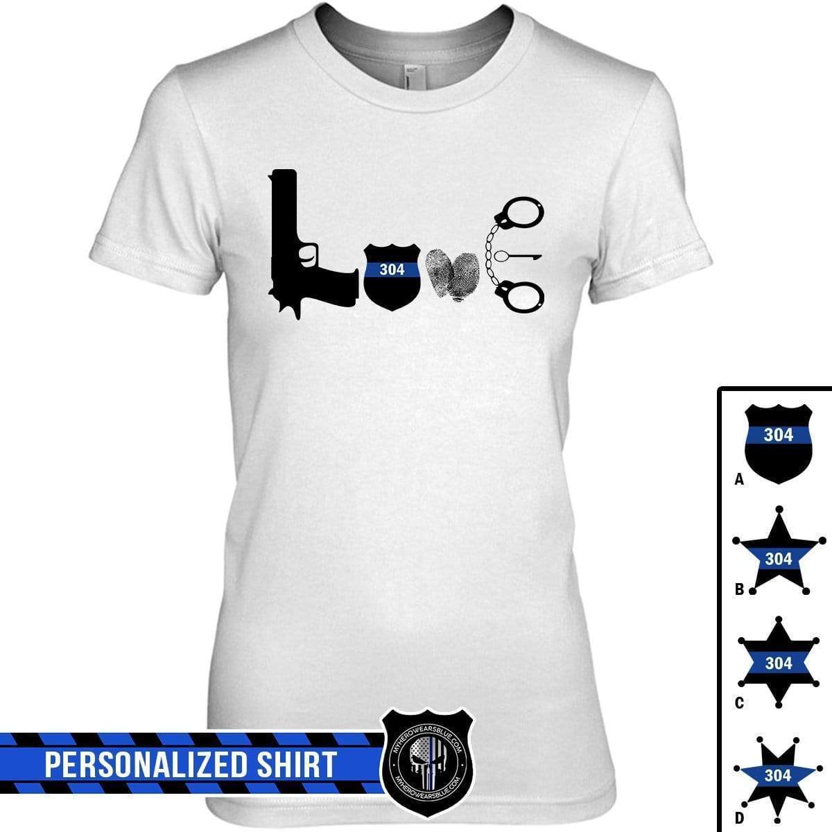 Apparel XS / White Personalized Shirt - Love Things - Finger Print - Police - DSAPP