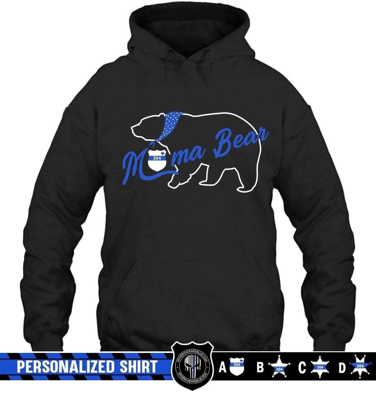 Apparel S / Black Personalized Shirt - Mama Bear - Police Mom - DSAPP