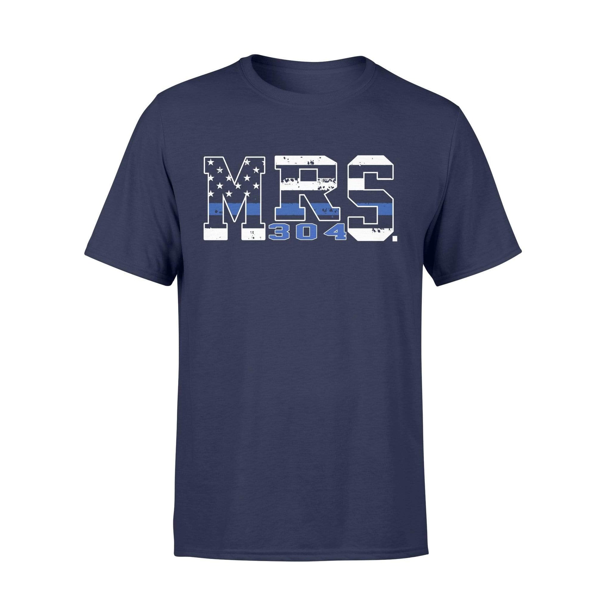 Apparel S / Navy Personalized Shirt - Mrs Thin Blue Line Flag - Badge Number - Standard T-shirt - DSAPP