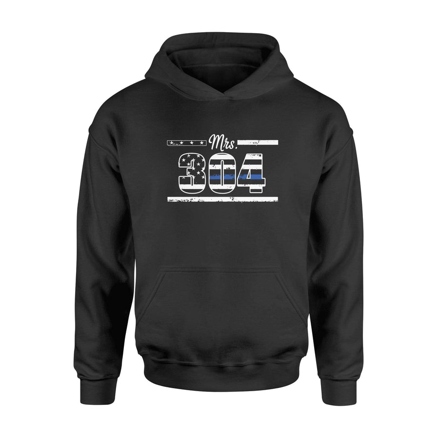 Apparel S / Black Personalized Shirt - Mrs Thin Blue Line - Flag Inside Badge Number - DSAPP
