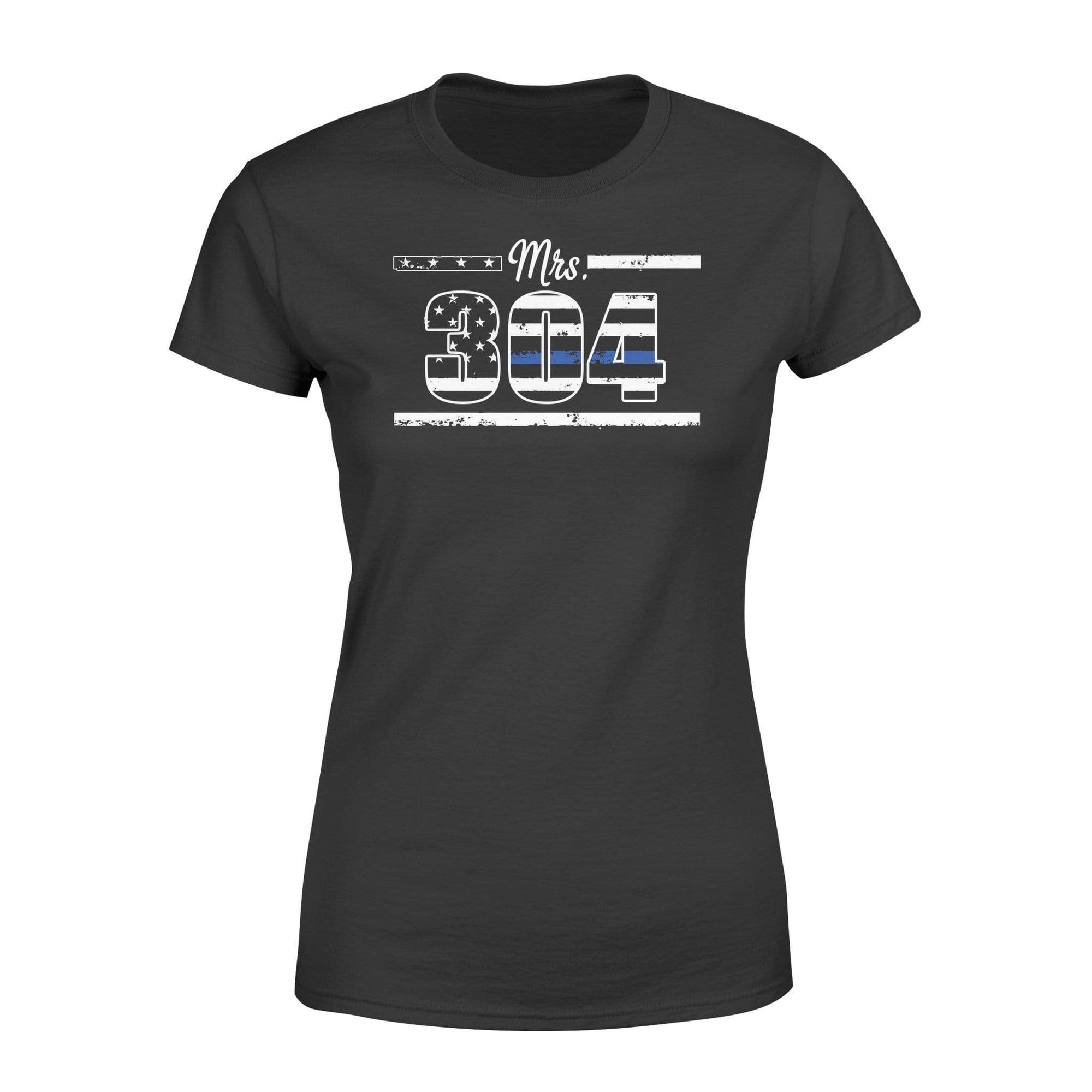 Apparel XS / Black Personalized Shirt - Mrs Thin Blue Line - Flag Inside Badge Number - DSAPP