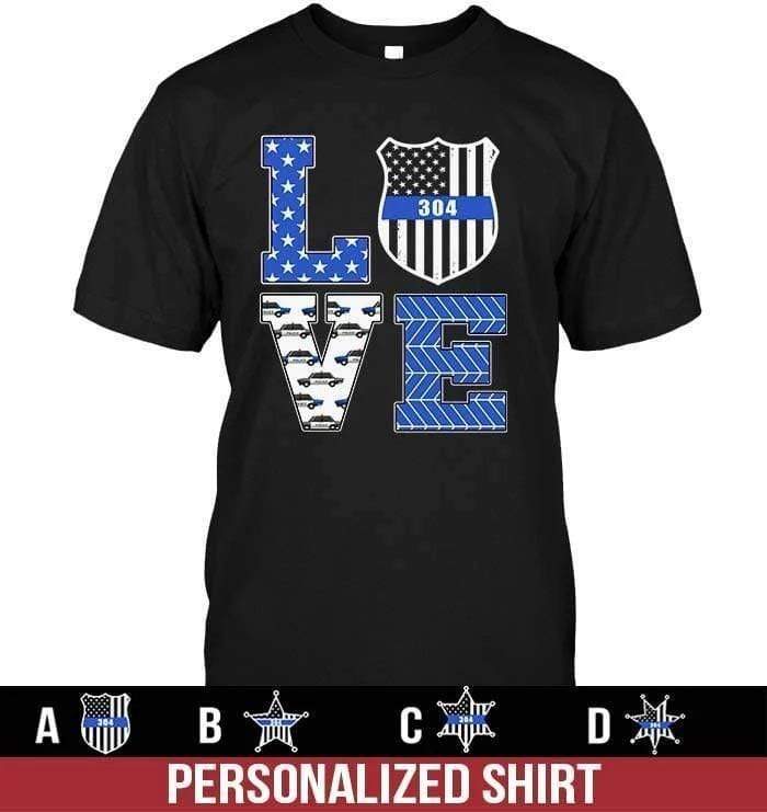 Apparel S / Black Personalized Shirt - My Love - Police Pattern - DSAPP
