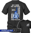 Apparel S / Black Personalized Shirt - My Son Has Your Back - Proud Dad - Police Suit - Standard T-shirt