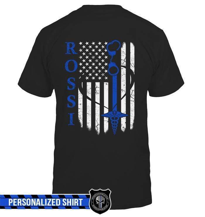 Apparel S / Black Personalized Shirt - Name Nation Flag - Police x Nurse - DSAPP