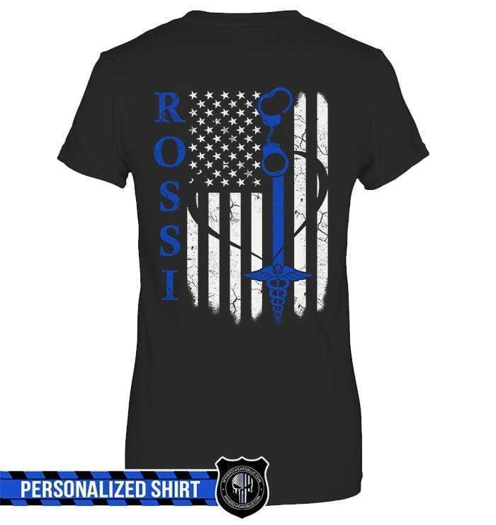 Apparel XS / Black Personalized Shirt - Name Nation Flag - Police x Nurse - DSAPP