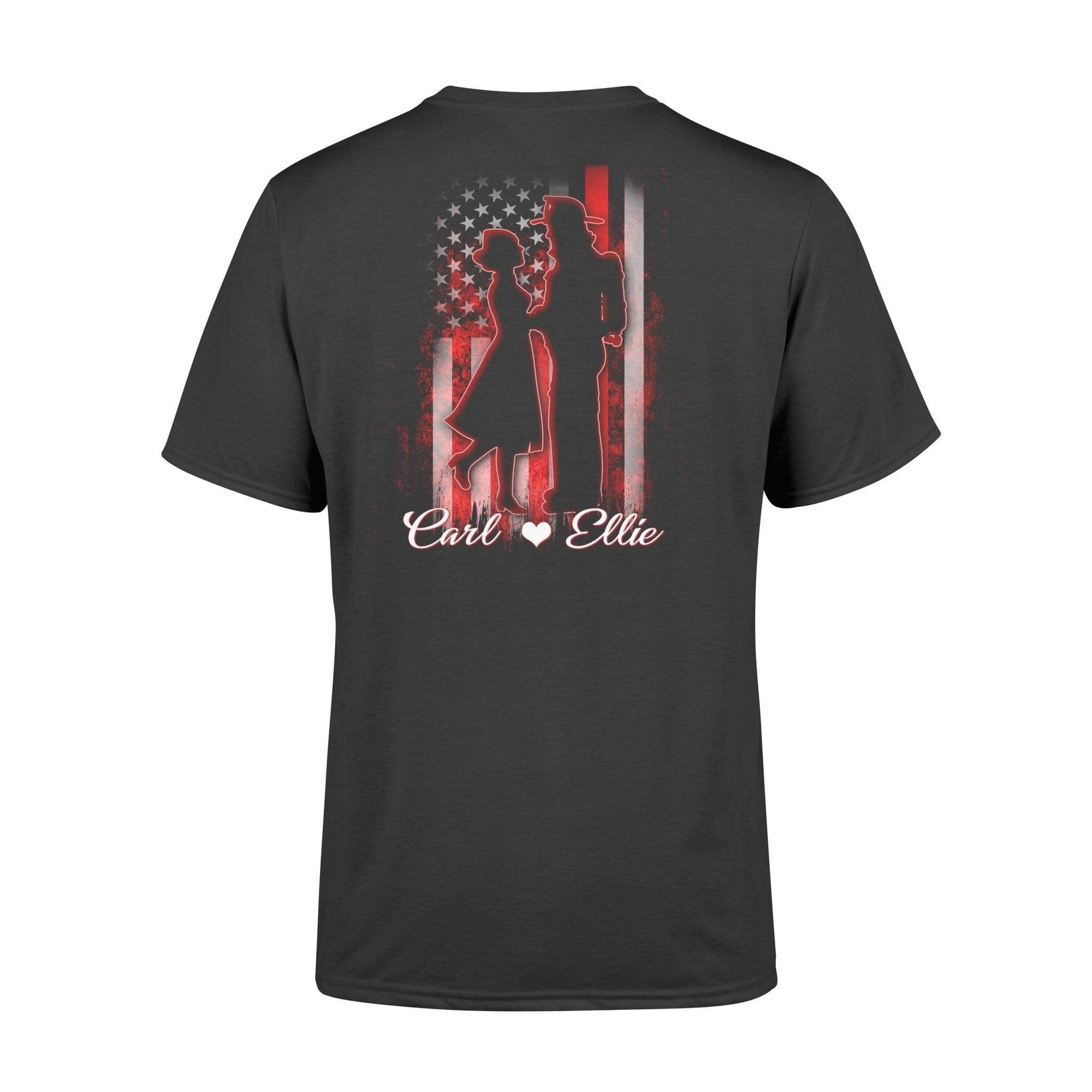 Apparel S / Black Personalized Shirt - Nation Flag Love Couple - Firefighter x Nurse - Standard T-shirt