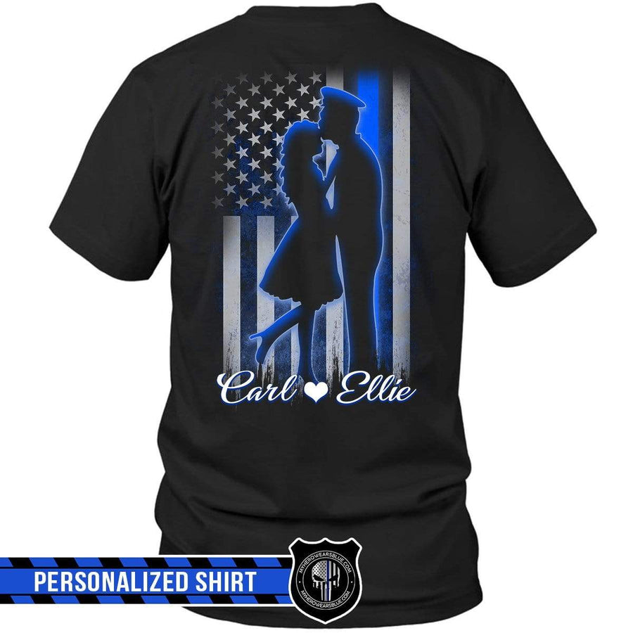 Apparel S / Black Personalized Shirt - Nation Flag Love Couple - Police - Standard T-shirt