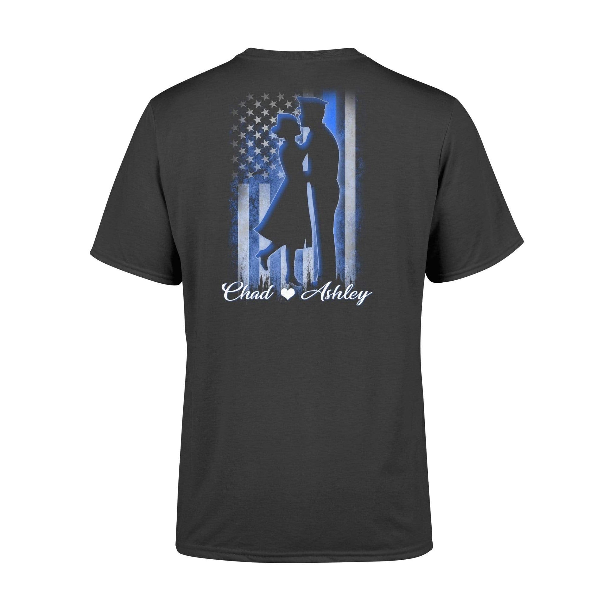 Apparel S / Black Personalized Shirt - Nation Flag Love Couple - Police x Nurse - Standard T-shirt