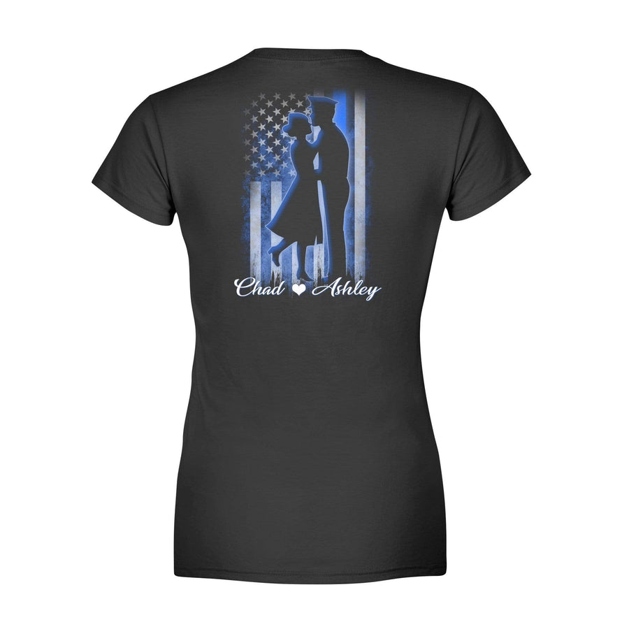 Apparel XS / Black Personalized Shirt - Nation Flag Love Couple - Police x Nurse - Standard Women's T-shirt