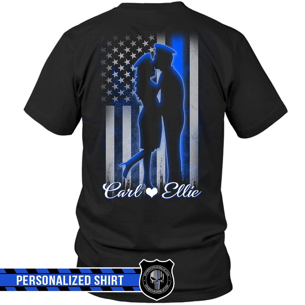 Apparel S / Black Personalized Shirt - Nation Flag Love Couple - Police x Police -Standard T-shirt