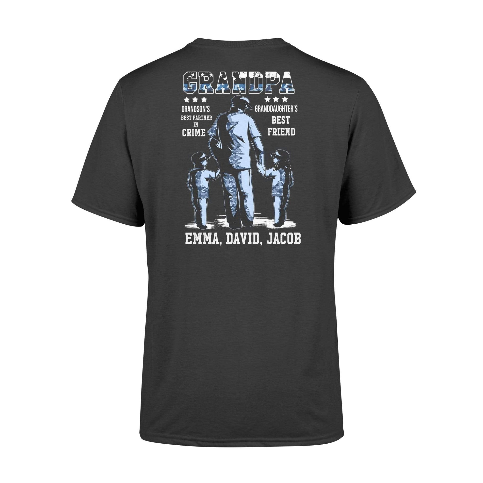 Apparel S / Black Personalized Shirt - Navy - Grandpa Best Friend - Best Partner In Crime - Standard T-shirt - DSAPP