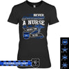 Apparel XS / Black Personalized Shirt - Never Underestimate - Checkered Pattern - Nurse x Police - Standard Women's T-shirt