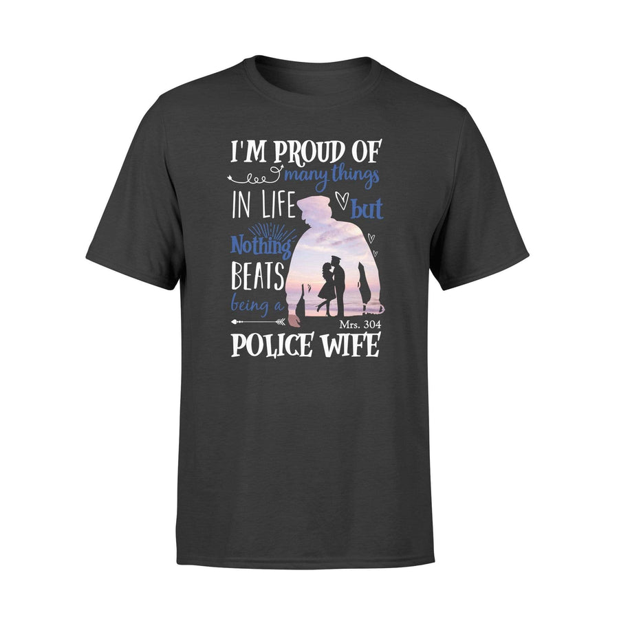 Apparel S / Black Personalized Shirt - Nothing Beats Being Police Wife - Sunset Sky - DSAPP