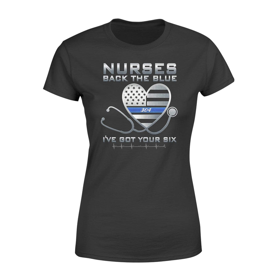 Apparel XS / Black Personalized Shirt - Nurse - Back The Blue - Got Your Six - Heart Stethoscope - DSAPP