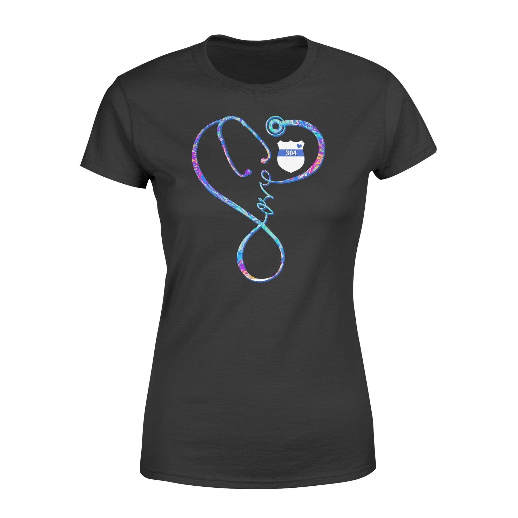 Apparel XS / Black Personalized Shirt - Nurse Rainbow Swirl Badge Stethoscope - Standard Women's T-shirt - DSAPP