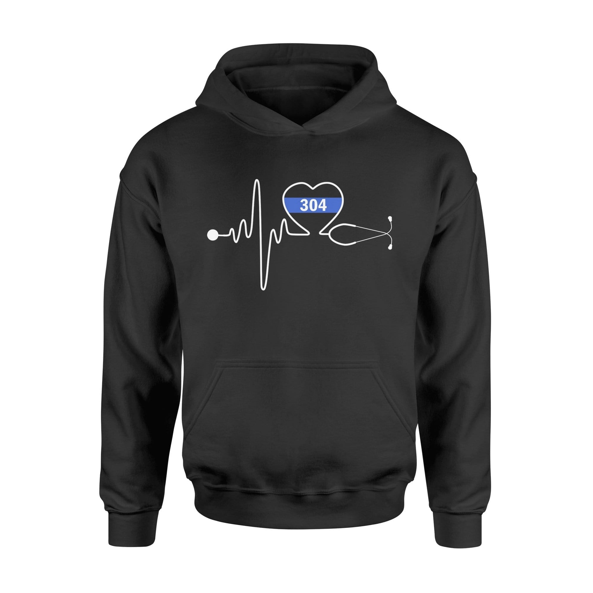 Apparel S / Black Personalized Shirt - Nurse Stethoscope Heartbeat Thin Blue Line - DSAPP