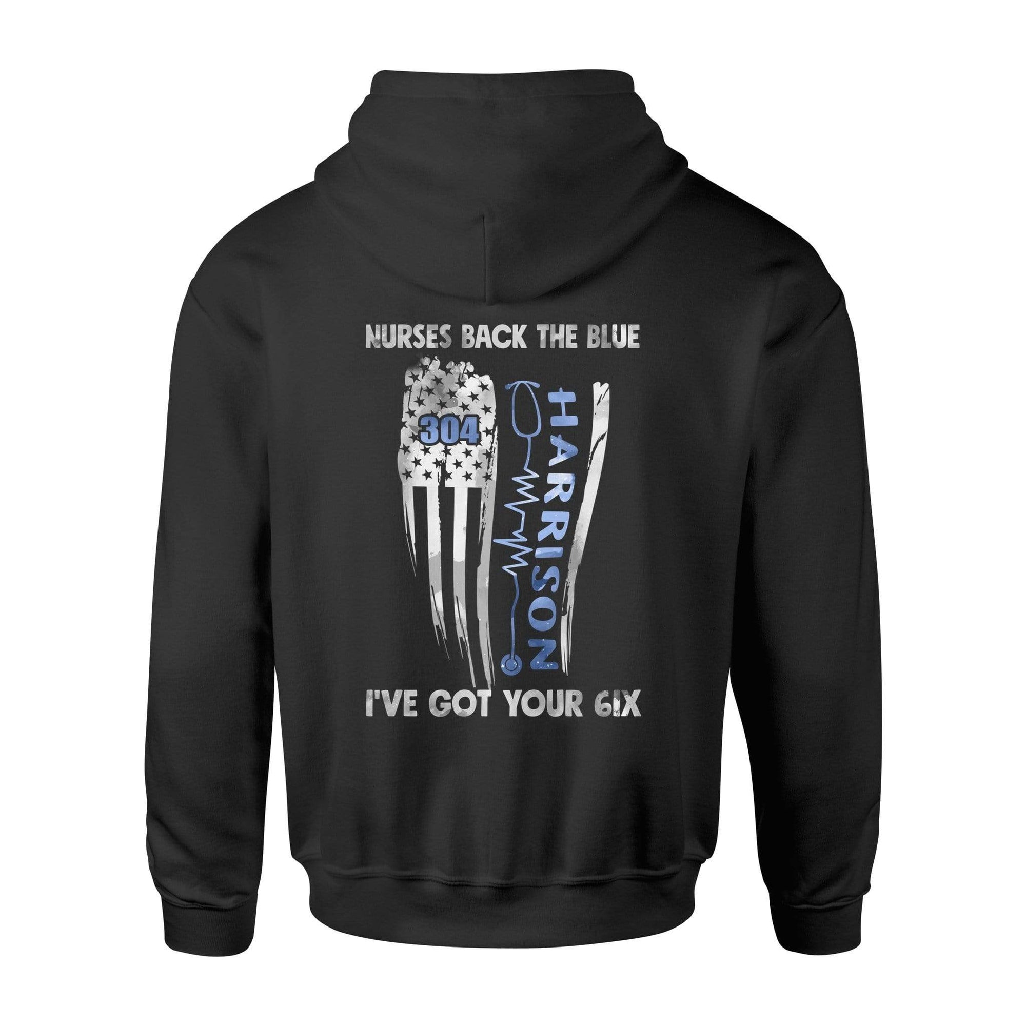 Apparel S / Black Personalized Shirt - Nurses Back The Blue Distressed Flag - DSAPP