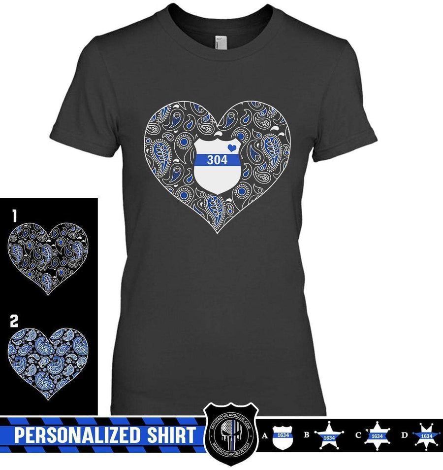 Apparel Personalized Shirt - Paisley Pattern Heart - Police Badge - DSAPP