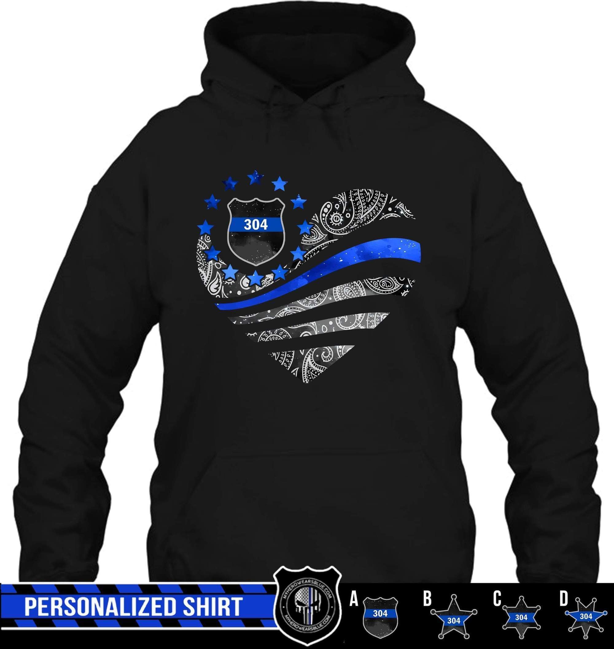 Apparel S / Black Personalized Shirt - Paisley Patterned Flag Heart - DSAPP