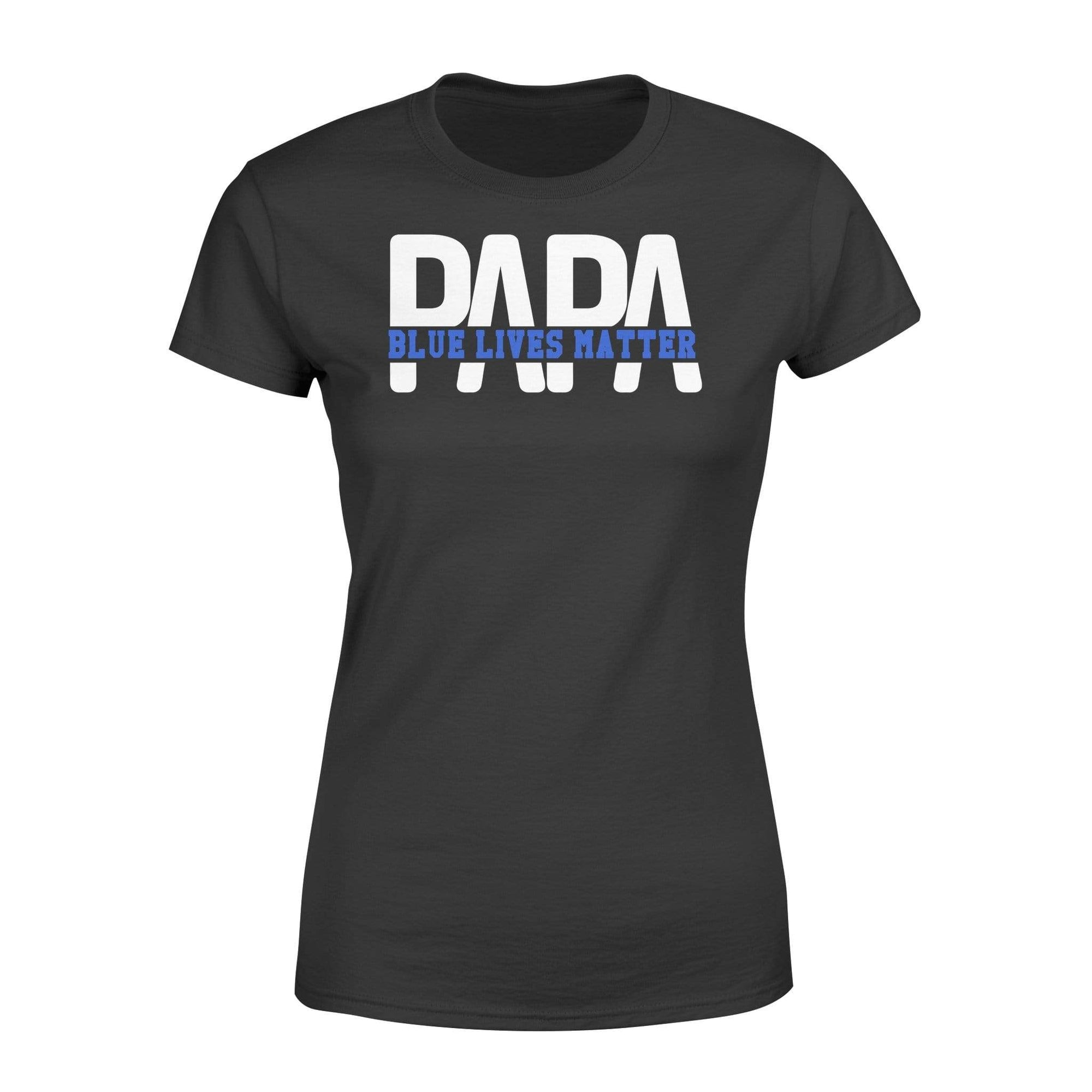 Apparel XS / Black Personalized Shirt - Papa Thin Blue Line Cut Through - DSAPP