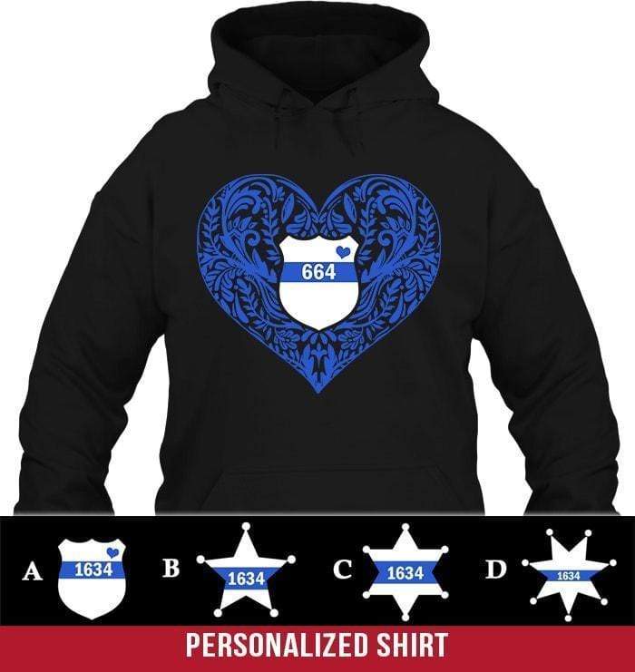 Apparel S / Black Personalized Shirt - Pattern Heart Badge Number - DSAPP