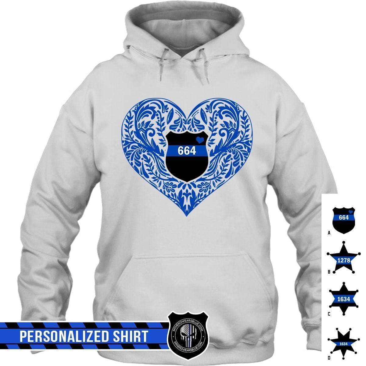 Apparel S / White Personalized Shirt - Pattern Heart Badge Number - White Shirt - DSAPP