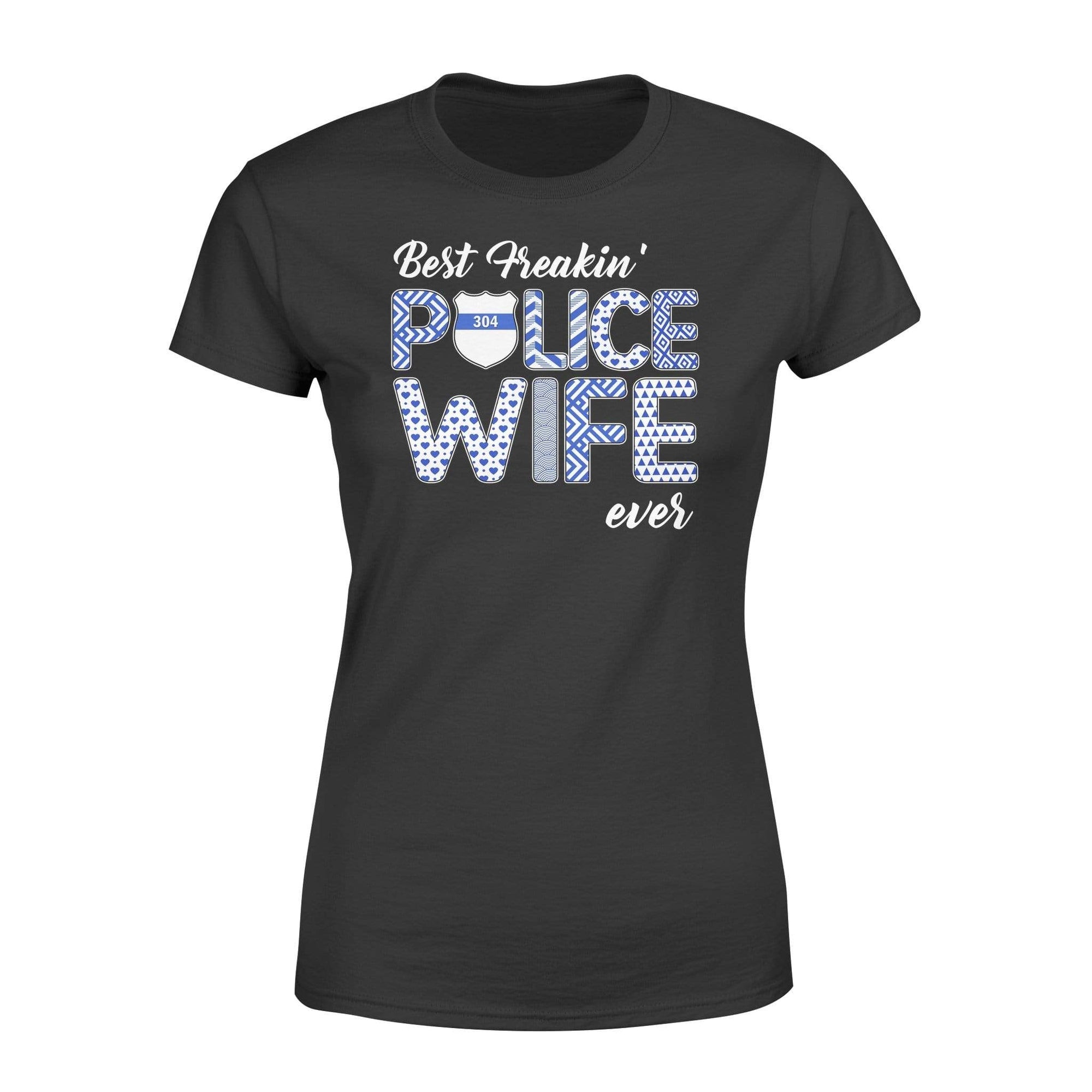 Apparel XS / Black Personalized Shirt - Patterned Best Police Wife Ever - DSAPP