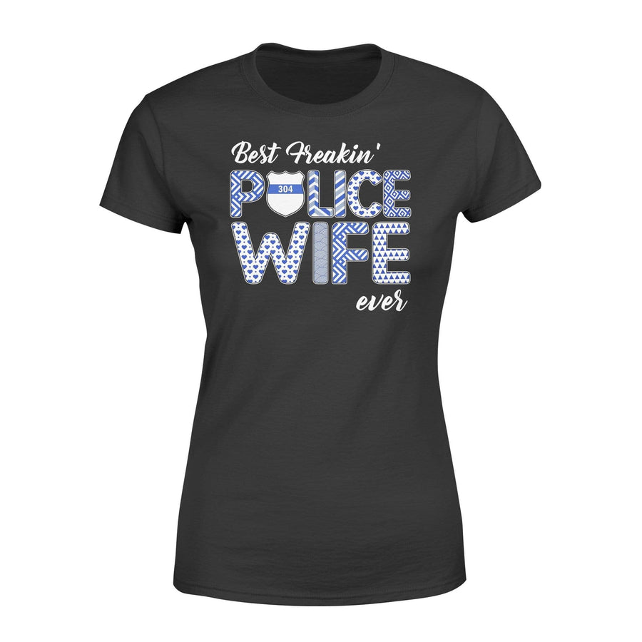 Apparel XS / Black Personalized Shirt - Patterned Best Police Wife Ever - DSAPP