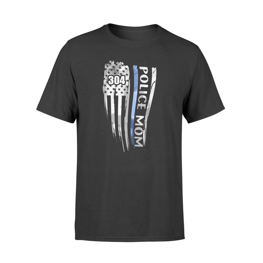Apparel S / Black Personalized Shirt - Police Mom - Distressed Thin Blue Line Flag - DSAPP