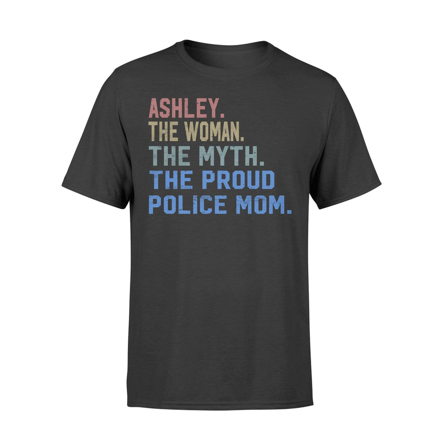 Apparel S / Black Personalized Shirt - Police Mom - The Woman The Myth Retro Style - DSAPP