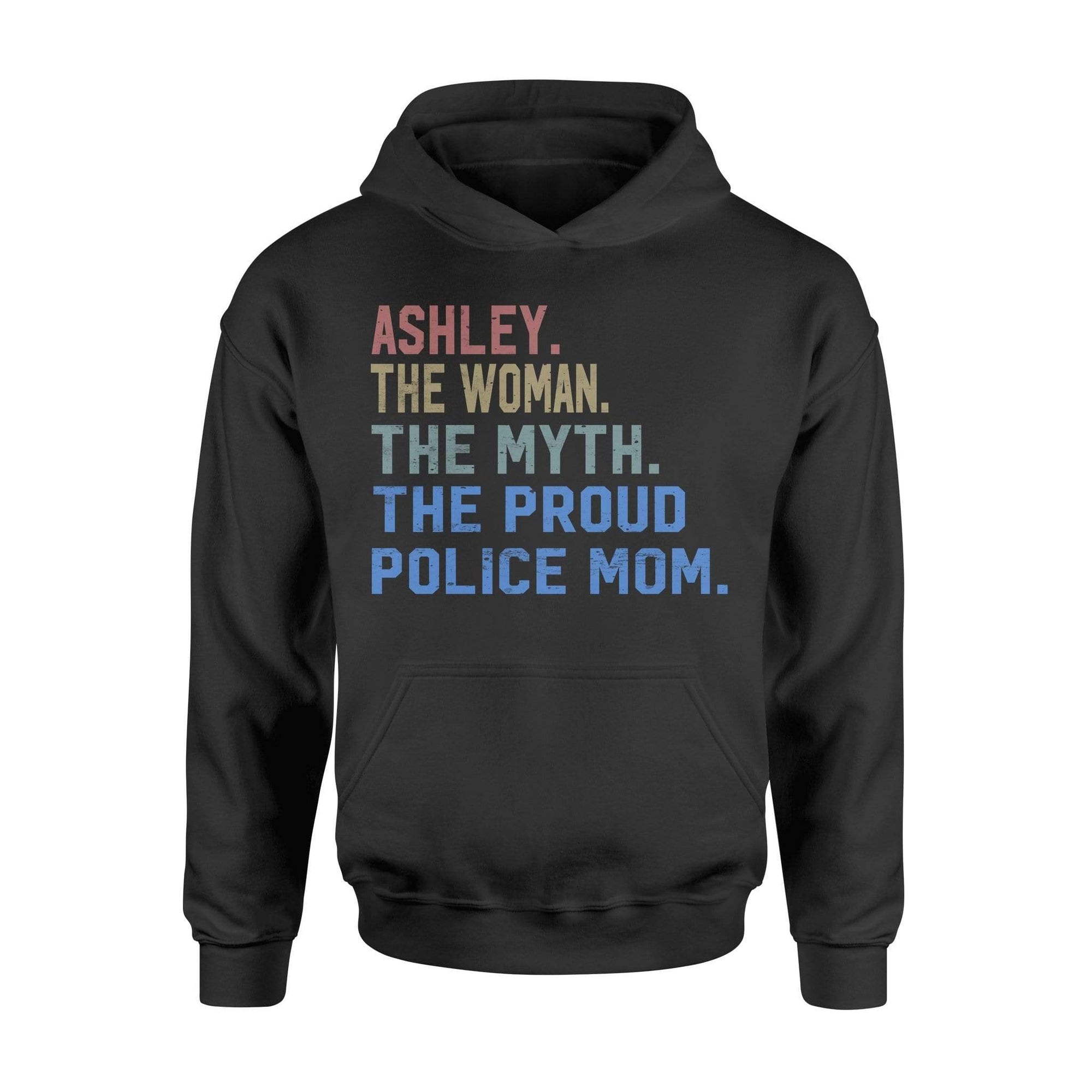 Apparel S / Black Personalized Shirt - Police Mom - The Woman The Myth Retro Style - DSAPP