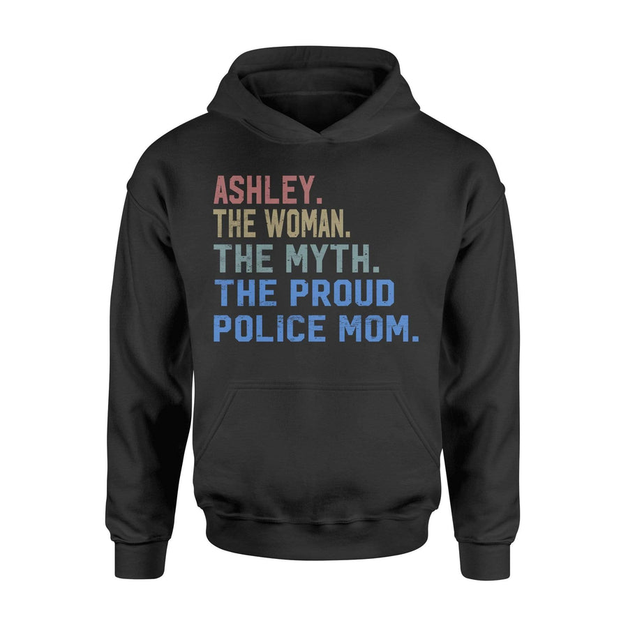 Apparel S / Black Personalized Shirt - Police Mom - The Woman The Myth Retro Style - DSAPP