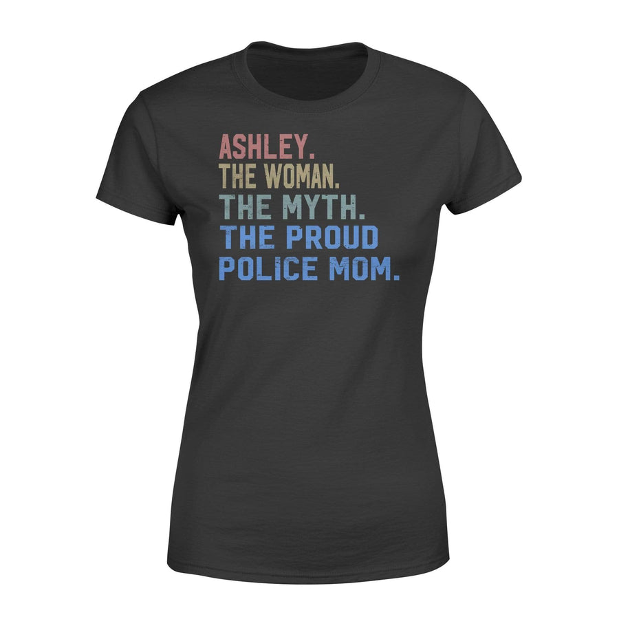 Apparel XS / Black Personalized Shirt - Police Mom - The Woman The Myth Retro Style - DSAPP