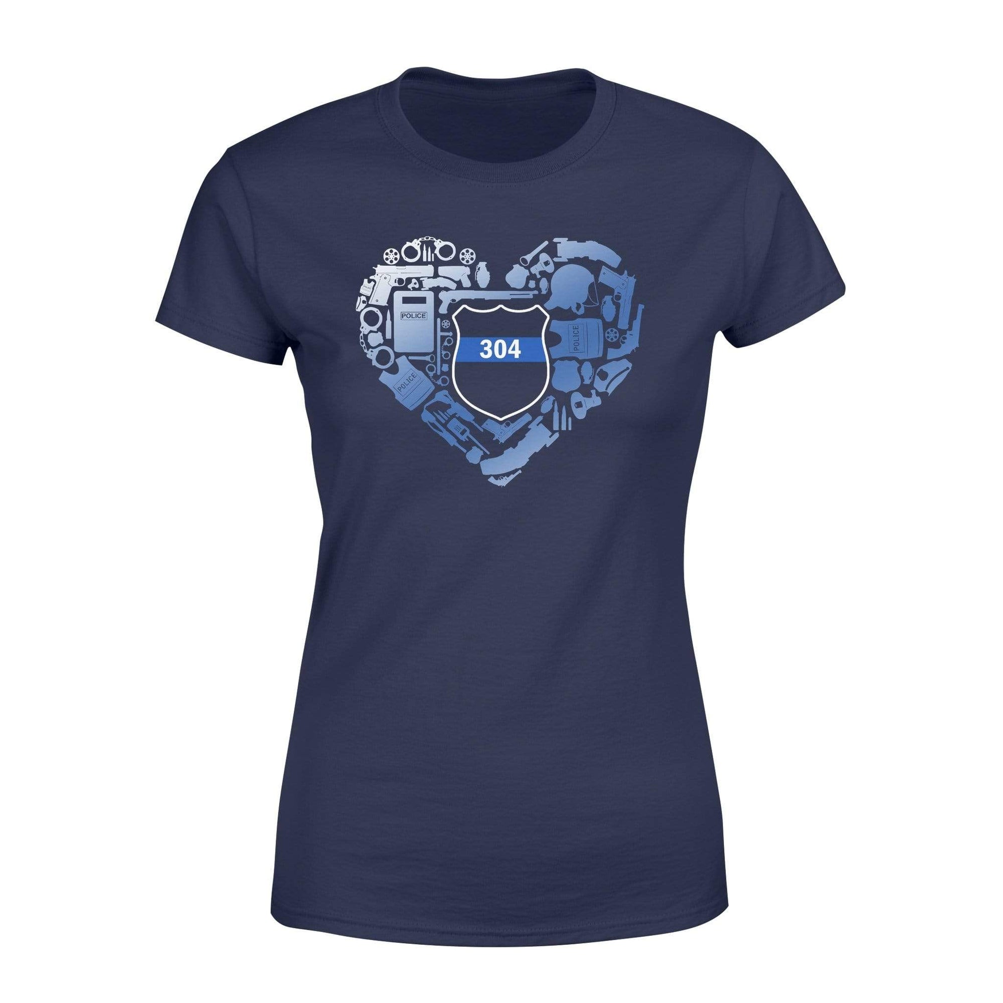 Apparel XS / Navy Personalized Shirt - Police Things Heart - Police Badge - Standard Women's T-shirt