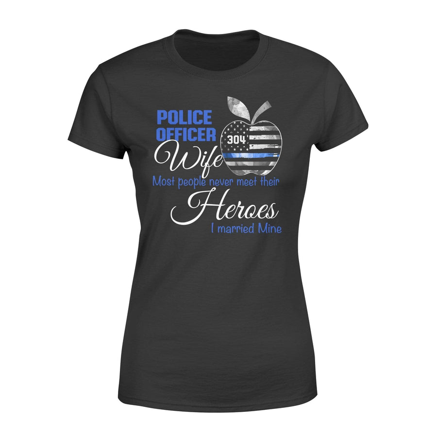 Apparel XS / Black Personalized Shirt - Police Wife Married Hero - Number Badge - Standard Women's T-shirt - DSAPP